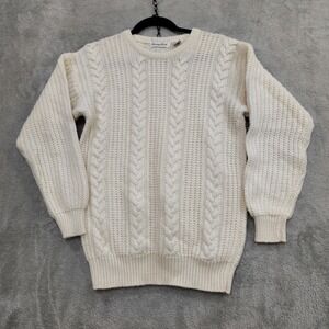 Vtg Carriage Court Sweater S Wool Blend Fisherman Chunky Cable Knit‎ Cottagecore